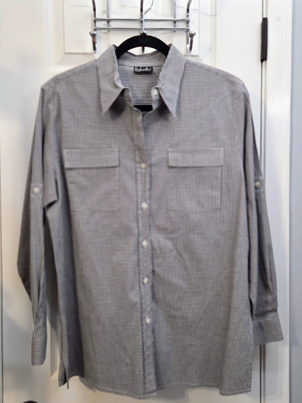 Raffaella Black & White Gingham Check Long Sleeve Button Up Shirt Size Medium